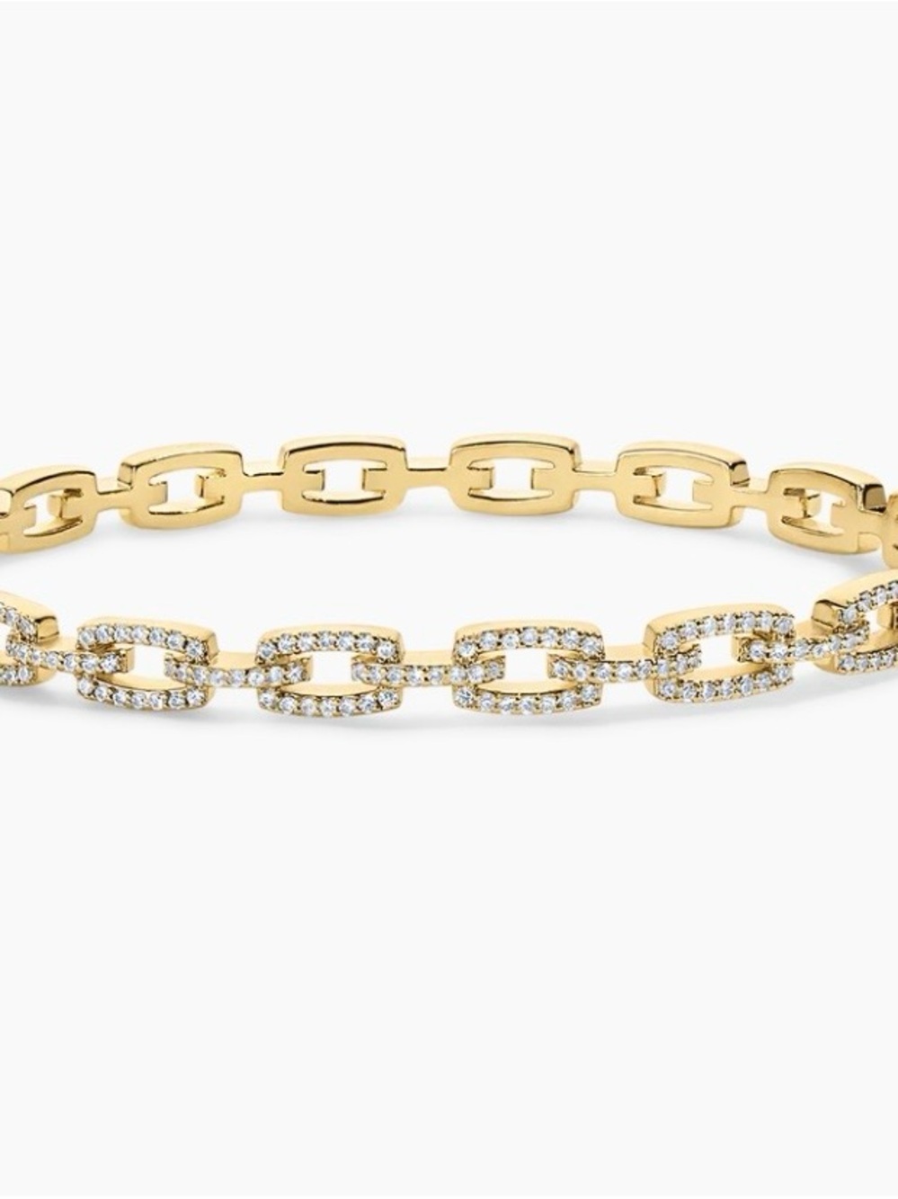 Gold Chain-Link Bracelet with Crystal Accents